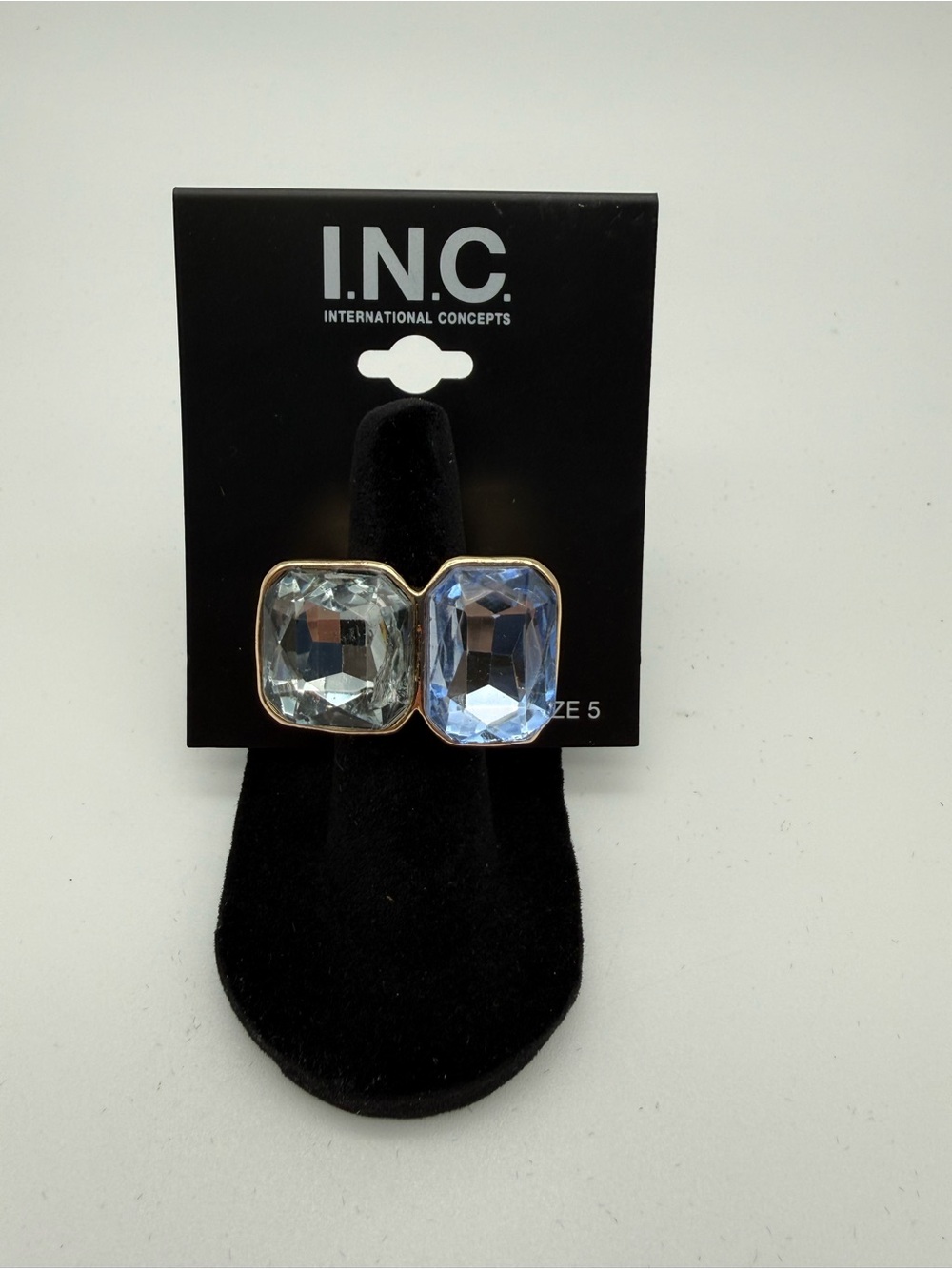 INC International Concepts Gold-Tone Ring with Blue and Clear Gemstones